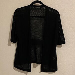 Hannah Black Open-Knit Cardigan